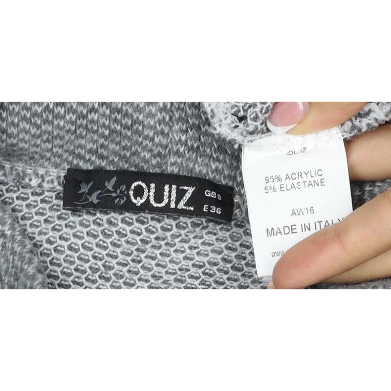 Zino Women Grey UK 8 Bodycon Knit Mini Dress Mesh Zip Pockets