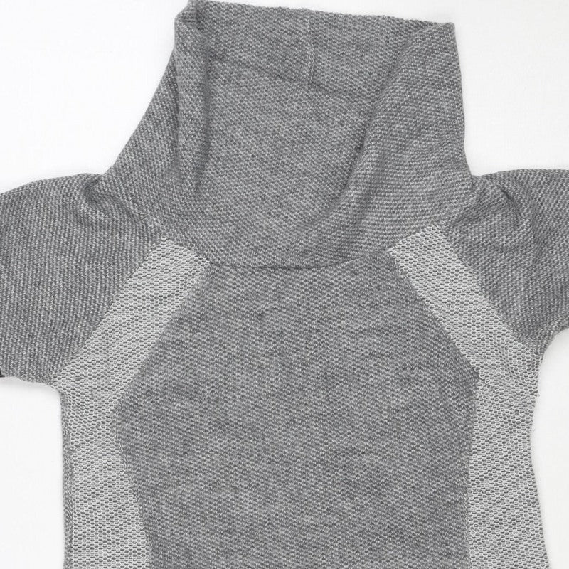 Zino Women Grey UK 8 Bodycon Knit Mini Dress Mesh Zip Pockets