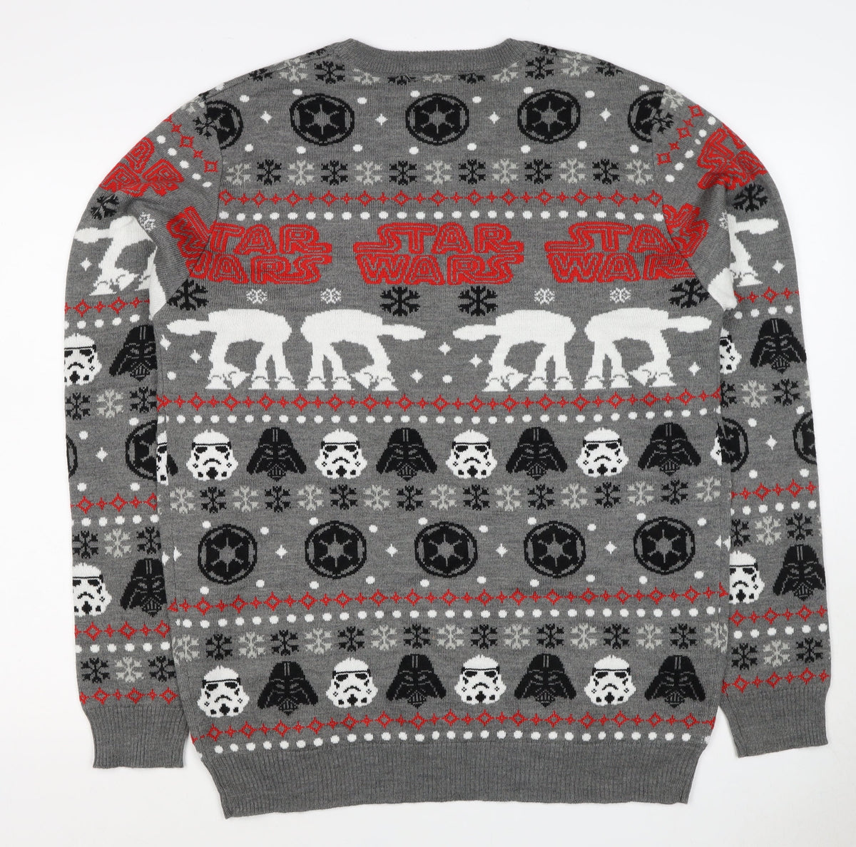 Star Wars Men Grey L Christmas Darth Vader Sequin Fair Isle Jumper