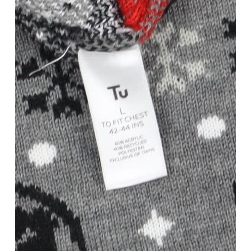 Star Wars Men Grey L Christmas Darth Vader Sequin Fair Isle Jumper