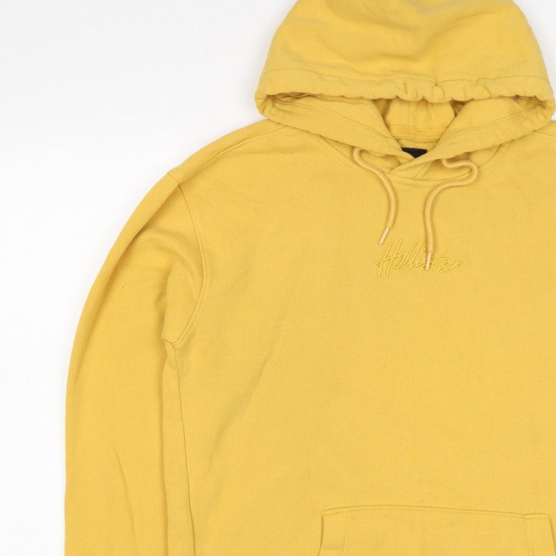 Additional view of Hollister Men’s Yellow M Pullover Hoodie Logo Fleece Kangaroo Pocket