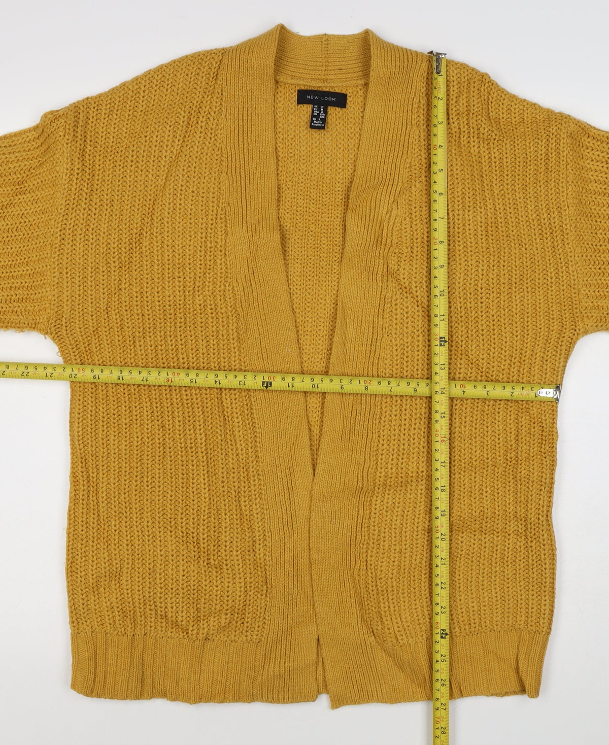 New Look Women Yellow M Chunky Knit Open Balloon Sleeve Cardigan