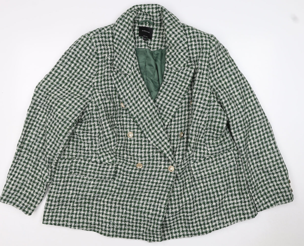 JD Williams Women’s Green Check Bouclé Blazer Size 20 Double-Breasted