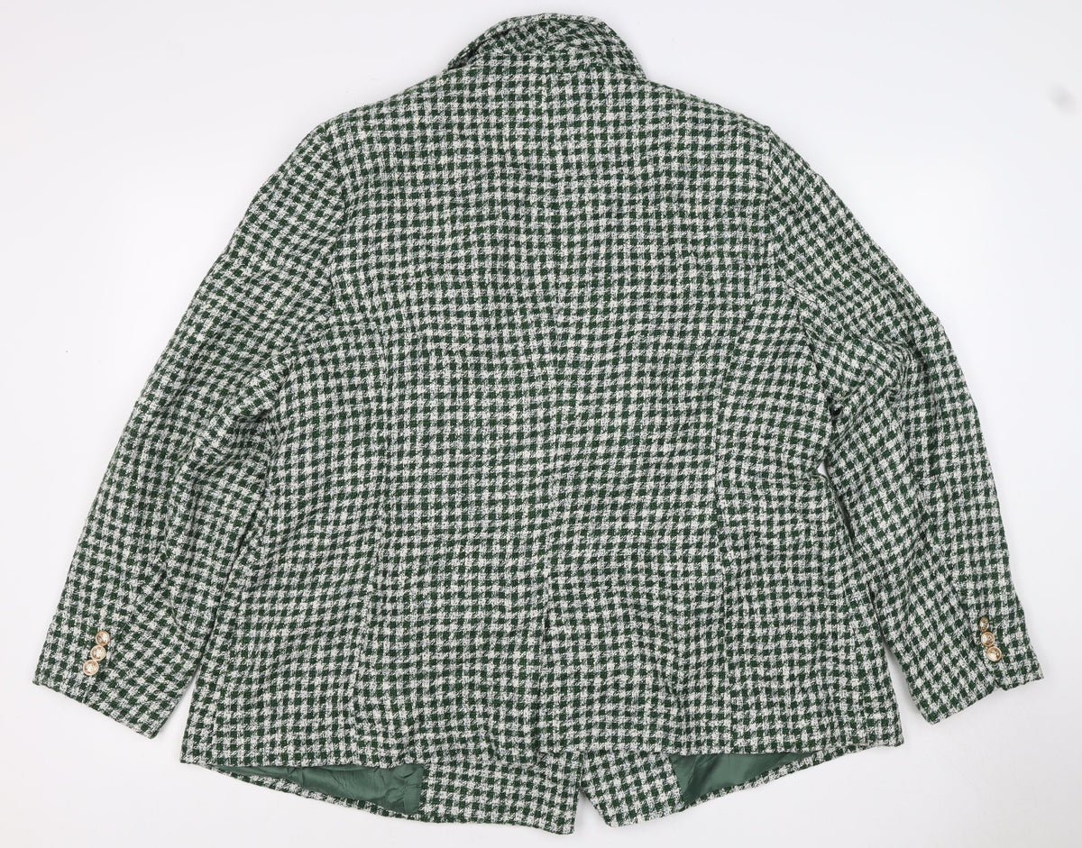 JD Williams Women’s Green Check Bouclé Blazer Size 20 Double-Breasted