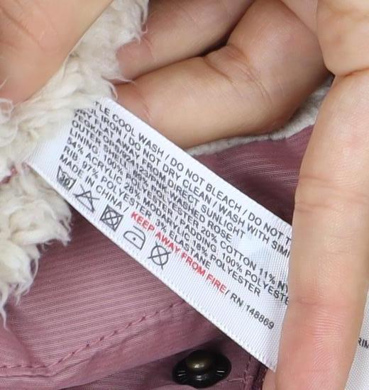 Additional view of FatFace girls’ pink 8-9 years hooded padded faux fur waistcoat gilet