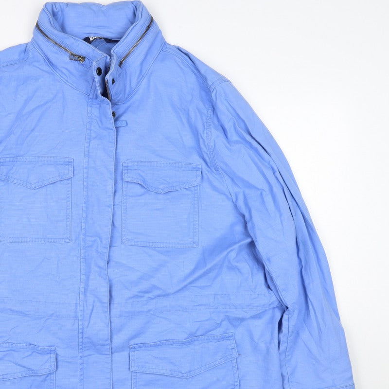 Lands' End Women Blue UK 24 Military Utility Jacket Cotton Blend