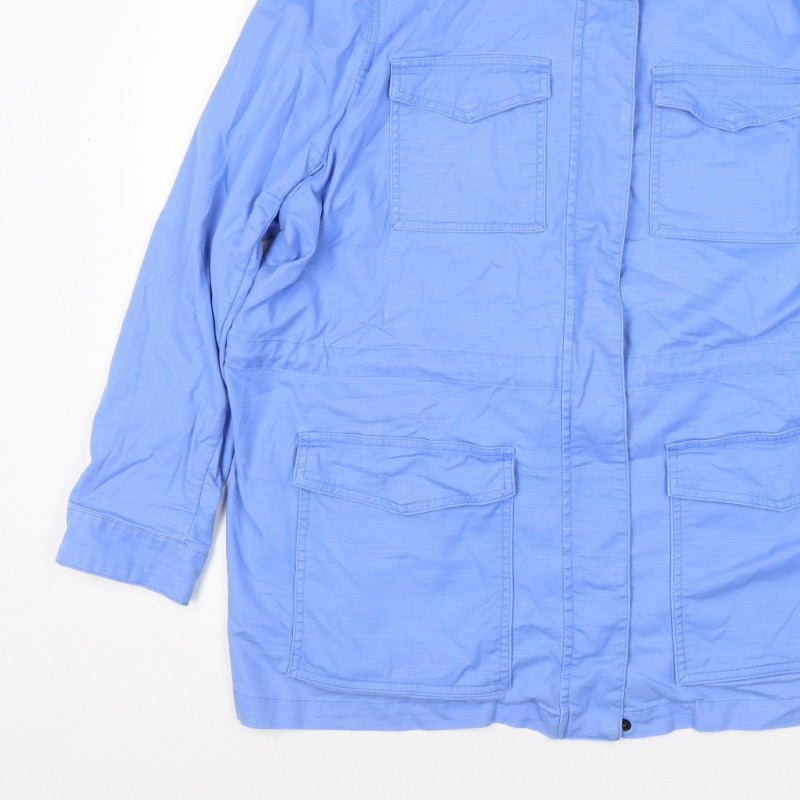Lands' End Women Blue UK 24 Military Utility Jacket Cotton Blend