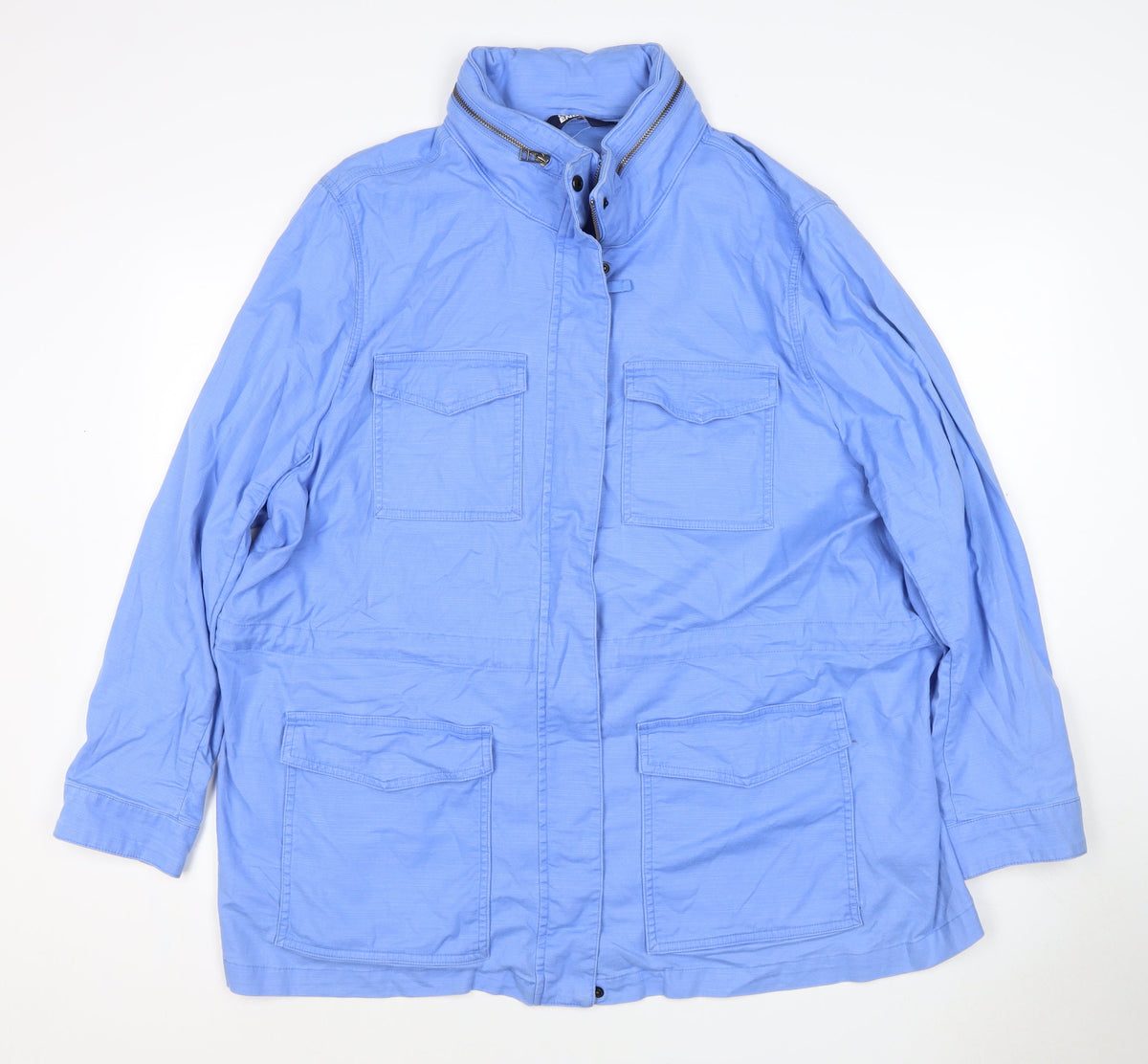 Lands' End Women Blue UK 24 Military Utility Jacket Cotton Blend
