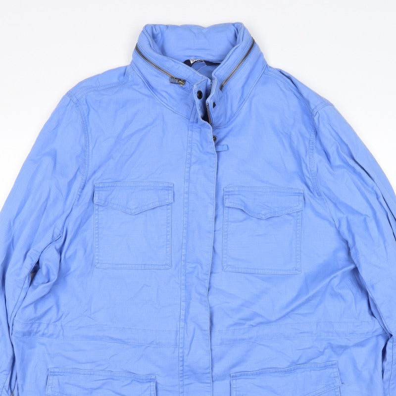 Lands' End Women Blue UK 24 Military Utility Jacket Cotton Blend