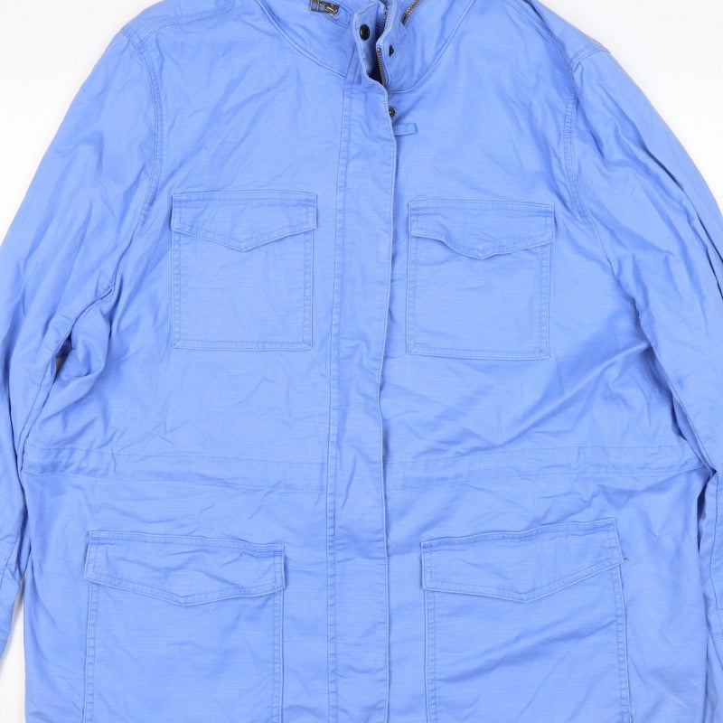 Lands' End Women Blue UK 24 Military Utility Jacket Cotton Blend