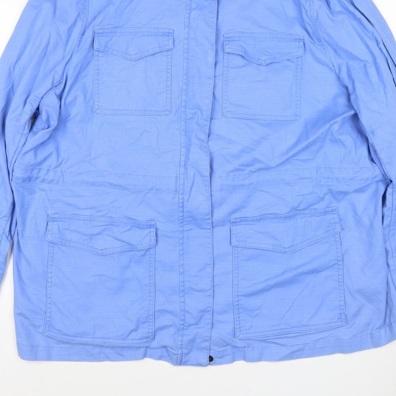Lands' End Women Blue UK 24 Military Utility Jacket Cotton Blend
