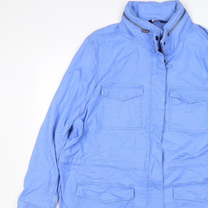 Lands' End Women Blue UK 24 Military Utility Jacket Cotton Blend