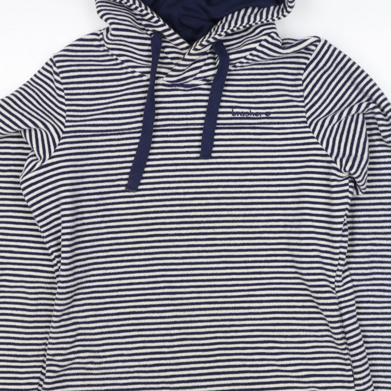 Brasher Women’s Blue Striped Fleece Pullover Hoodie UK 8 Lined