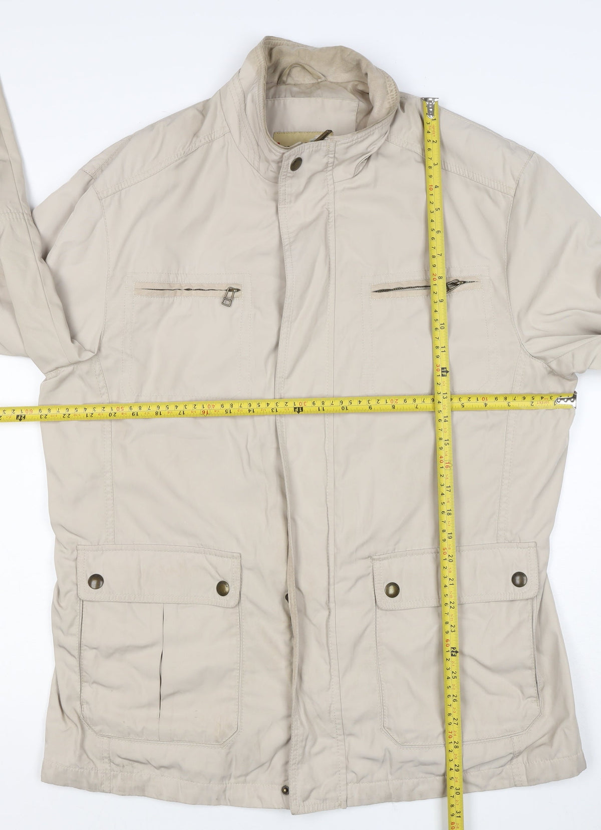 Marks and Spencer Men Beige Large Basic Jacket Zip Pockets