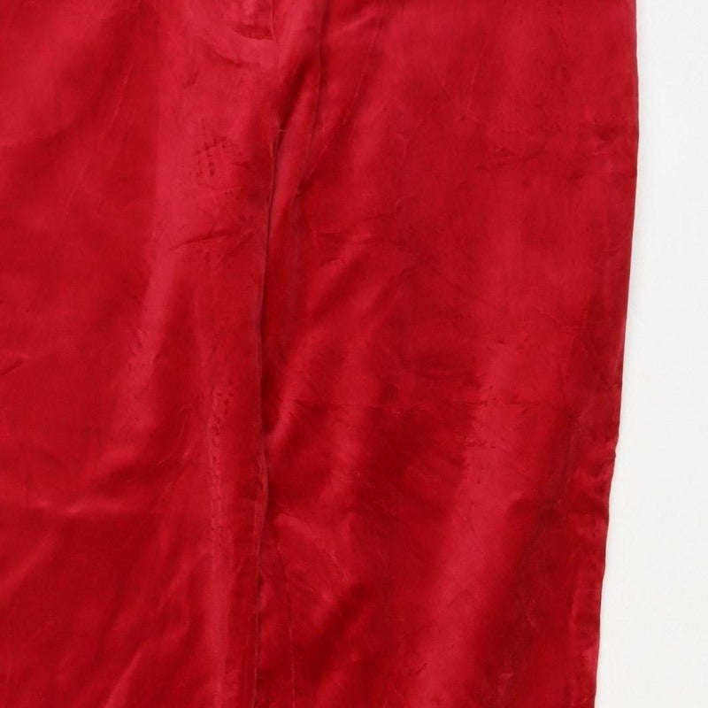 Marks & Spencer Women's Red Velvet Straight Trousers UK 12 Regular