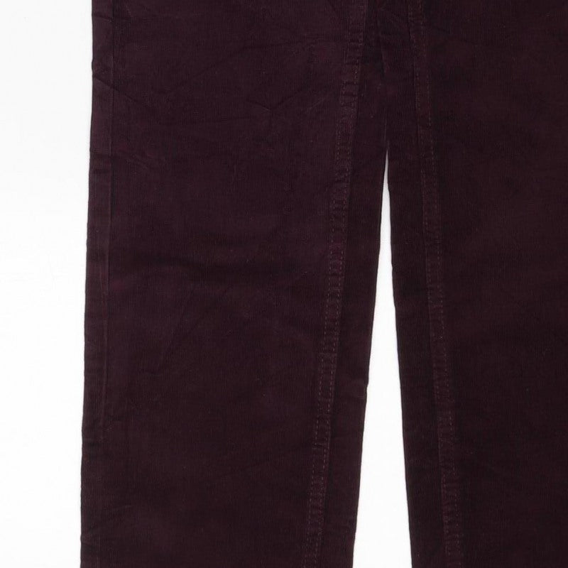 Marks and Spencer Women Purple Size 8 Straight Corduroy Trousers