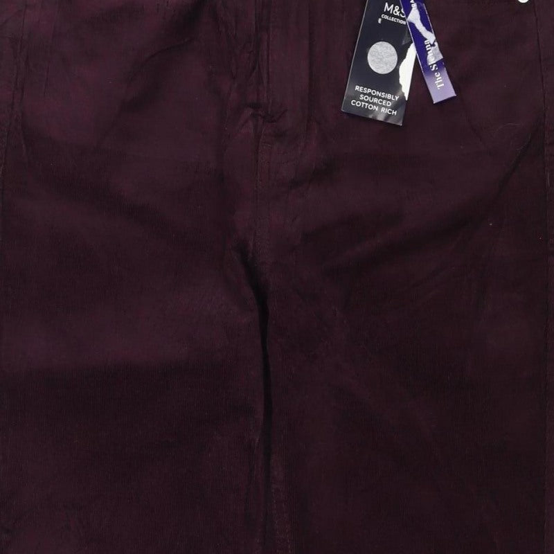 Marks and Spencer Women Purple Size 8 Straight Corduroy Trousers
