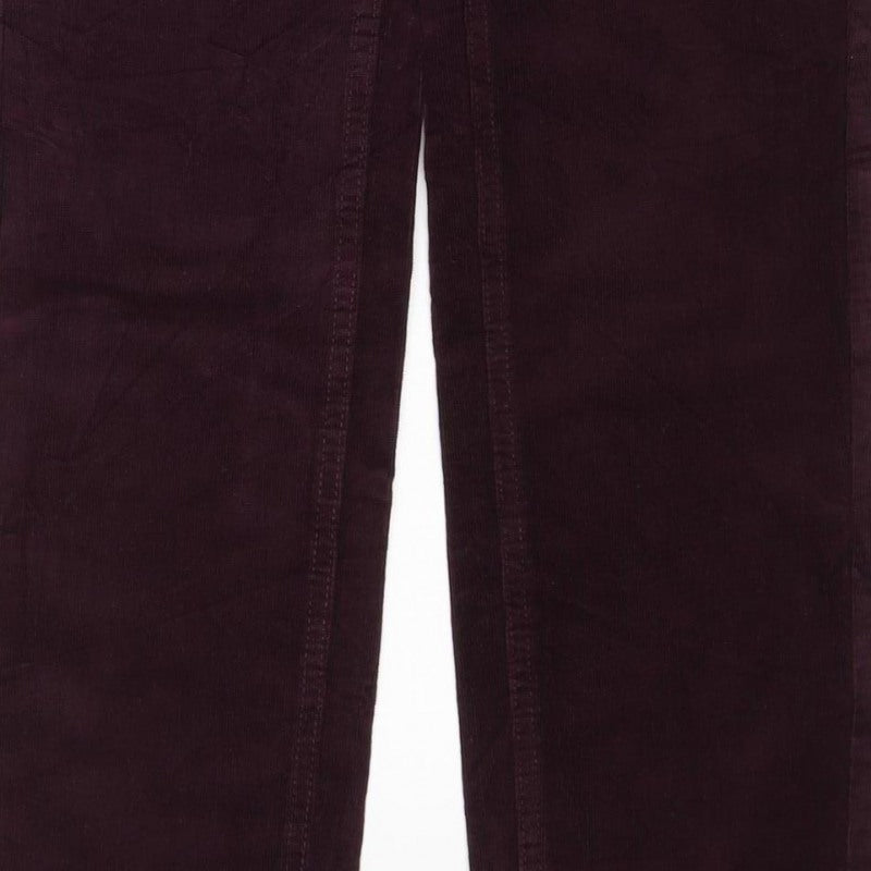 Marks and Spencer Women Purple Size 8 Straight Corduroy Trousers