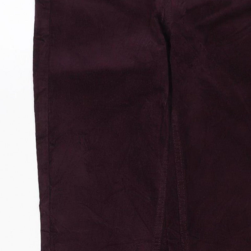 Marks and Spencer Women Purple Size 8 Straight Corduroy Trousers