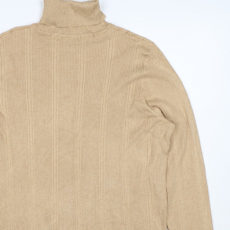M&S Women’s Beige Size 20 Ribbed Roll Neck Long Sleeve Jumper