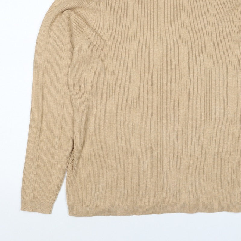 M&S Women’s Beige Size 20 Ribbed Roll Neck Long Sleeve Jumper