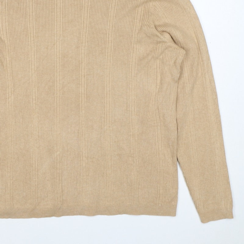M&S Women’s Beige Size 20 Ribbed Roll Neck Long Sleeve Jumper