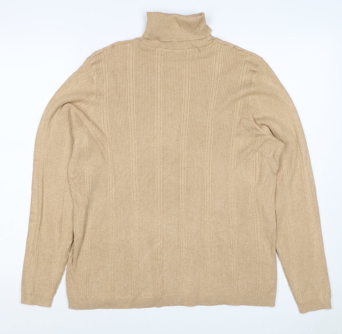 M&S Women’s Beige Size 20 Ribbed Roll Neck Long Sleeve Jumper