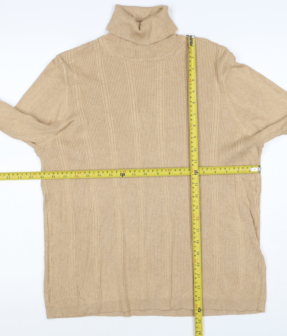 M&S Women’s Beige Size 20 Ribbed Roll Neck Long Sleeve Jumper