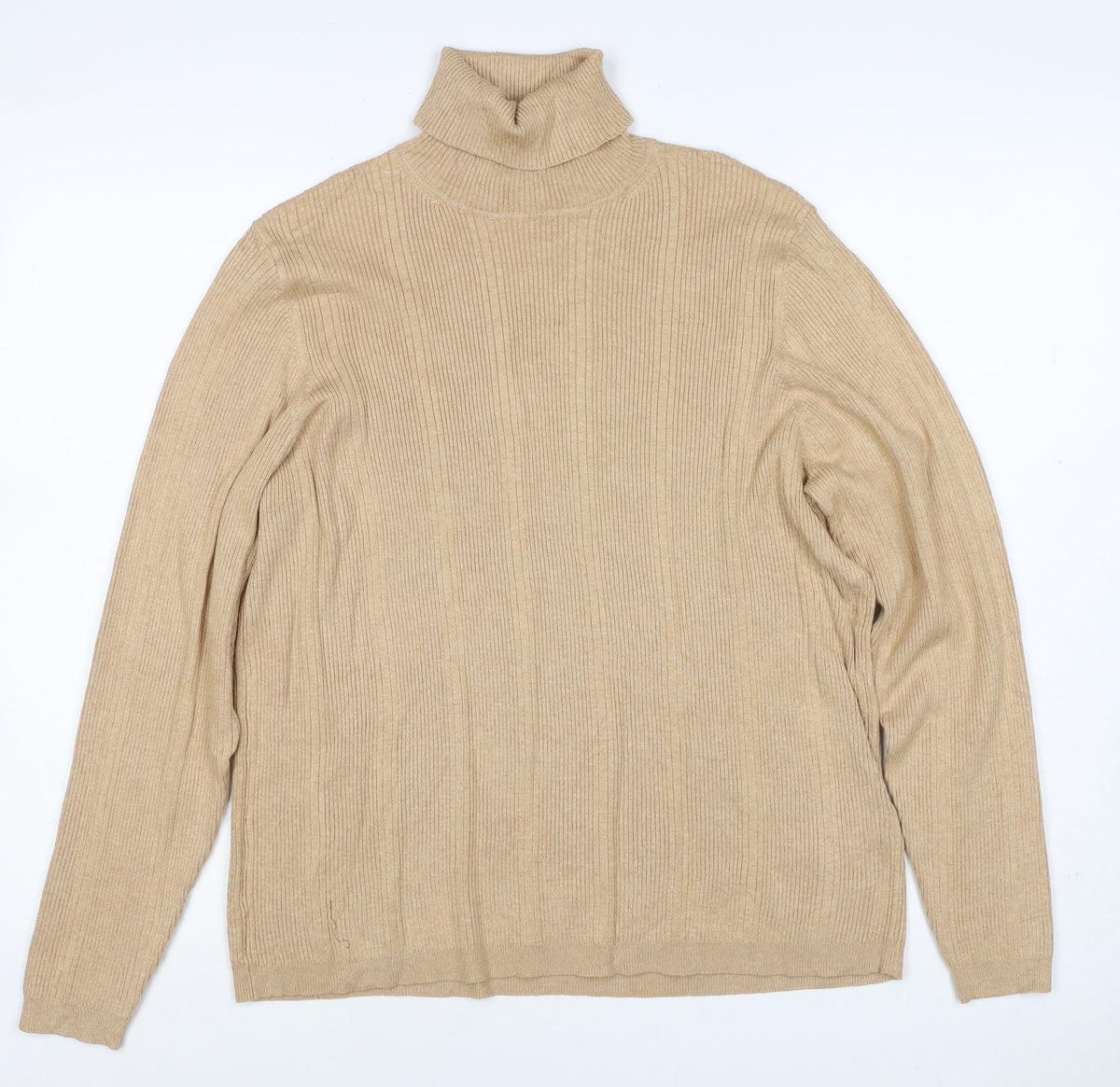 M&S Women’s Beige Size 20 Ribbed Roll Neck Long Sleeve Jumper