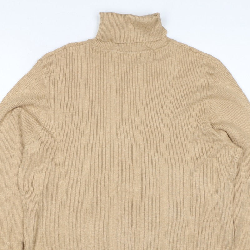 M&S Women’s Beige Size 20 Ribbed Roll Neck Long Sleeve Jumper