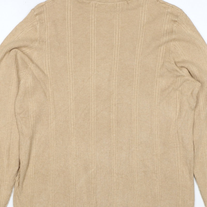 M&S Women’s Beige Size 20 Ribbed Roll Neck Long Sleeve Jumper