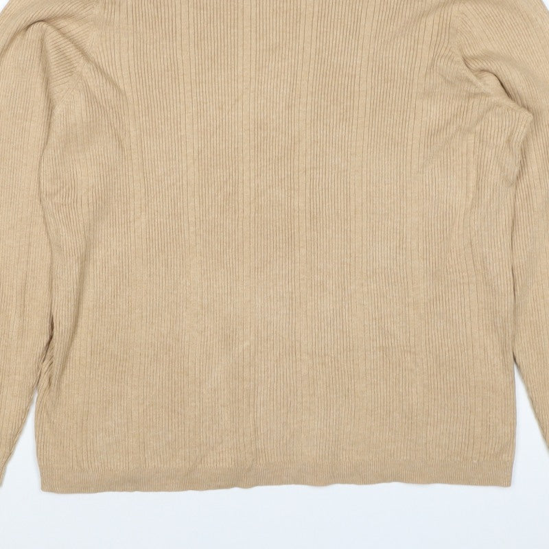 M&S Women’s Beige Size 20 Ribbed Roll Neck Long Sleeve Jumper
