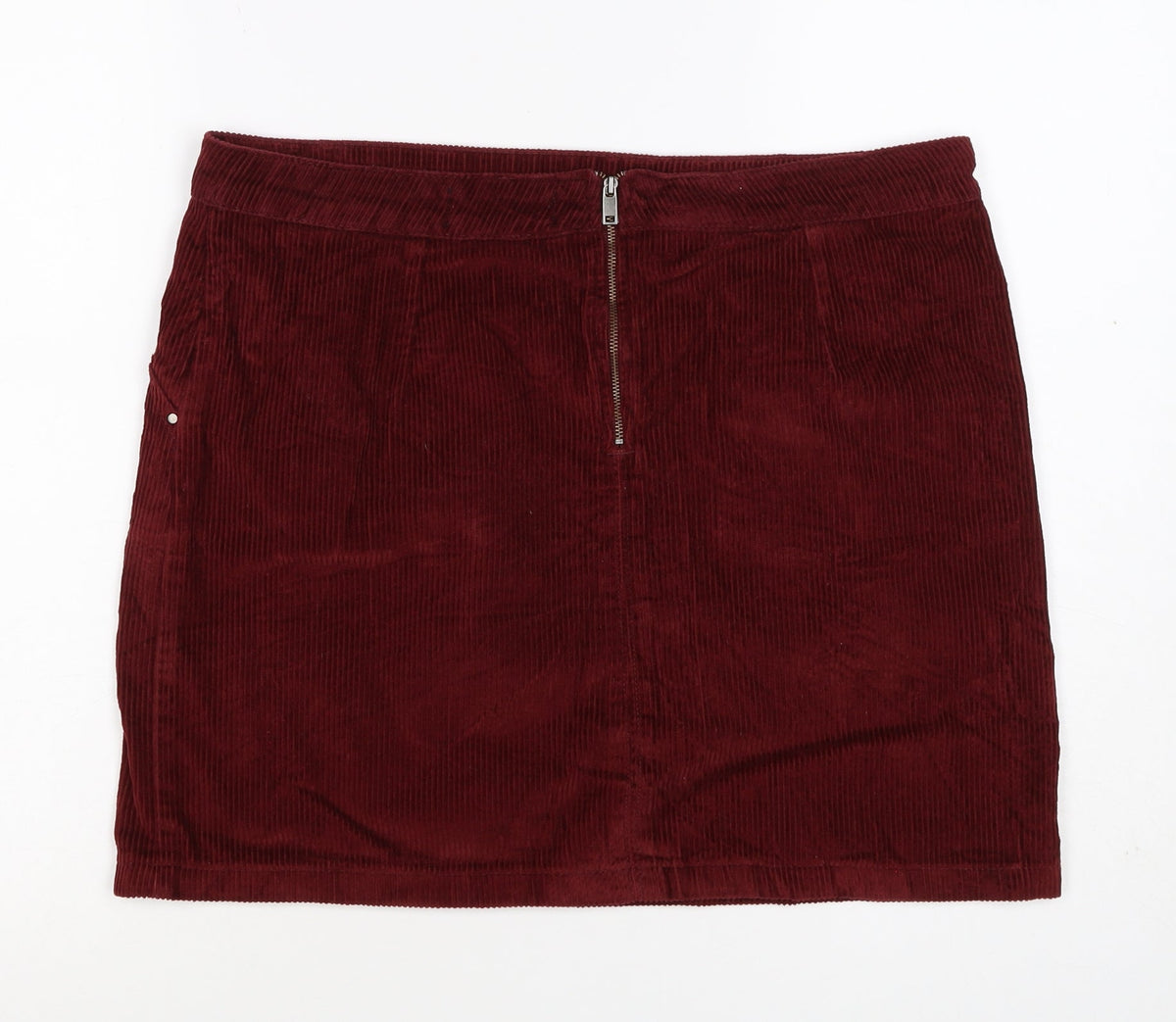 Dorothy Perkins Women Red UK 14 Corduroy Mini Pencil Skirt Zip