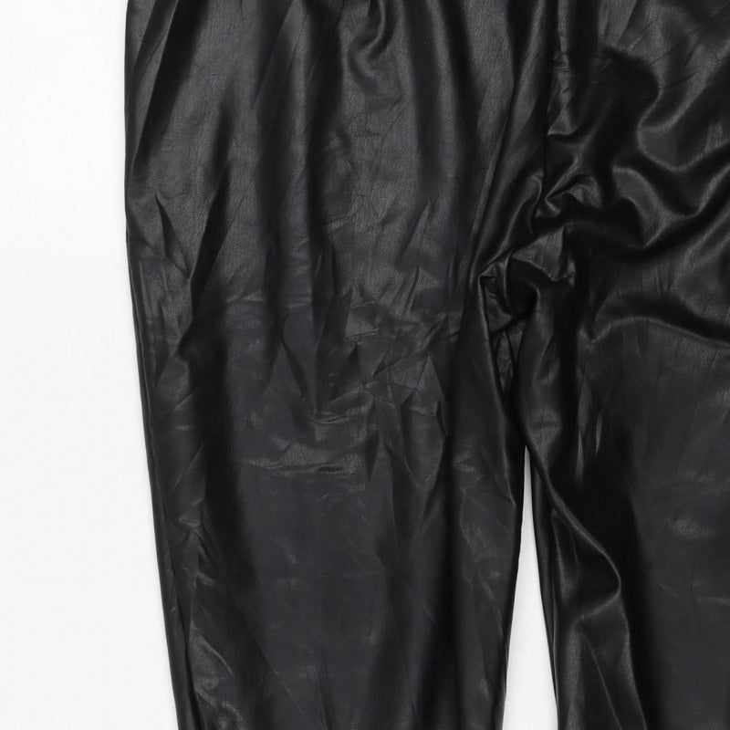 M&S Collection Women’s Black Faux Leather Leggings UK 20 Short