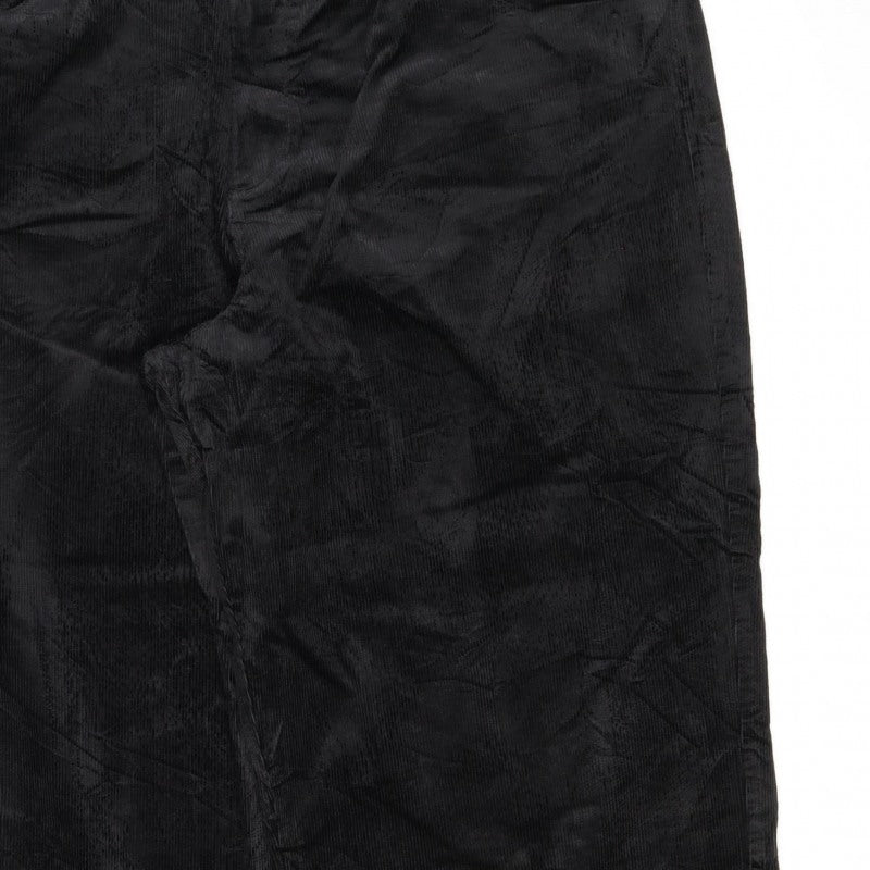 Marks and Spencer Women Black Corduroy Cargo Trousers Size 24 Wide Leg