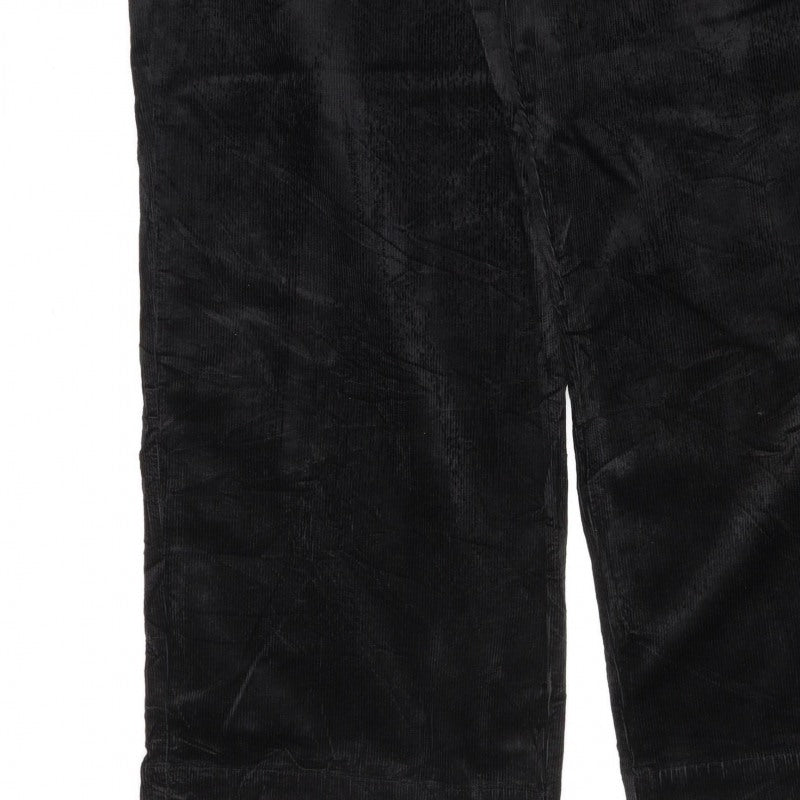 Marks and Spencer Women Black Corduroy Cargo Trousers Size 24 Wide Leg
