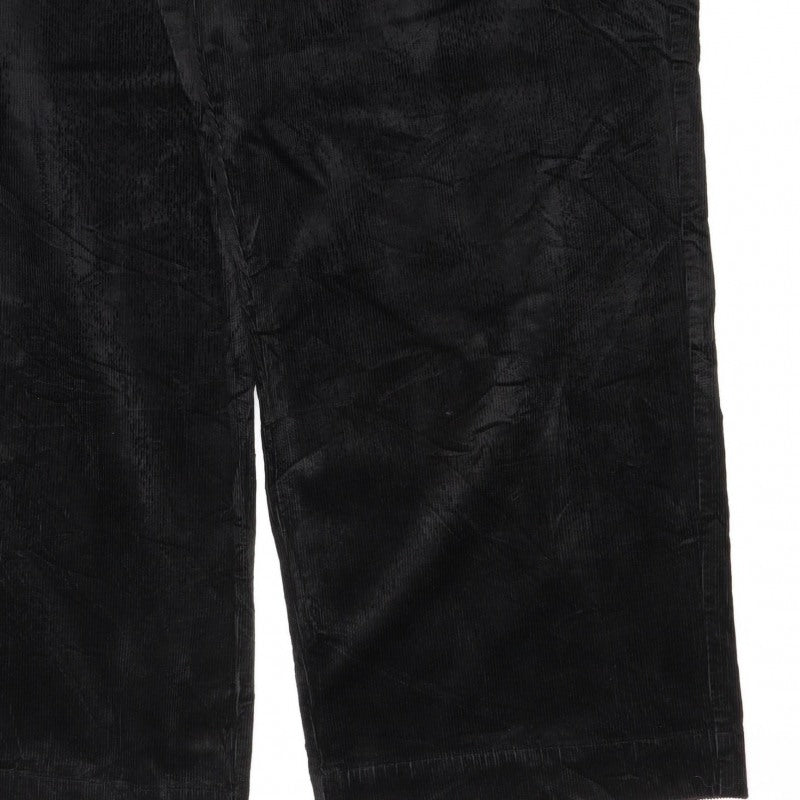 Marks and Spencer Women Black Corduroy Cargo Trousers Size 24 Wide Leg