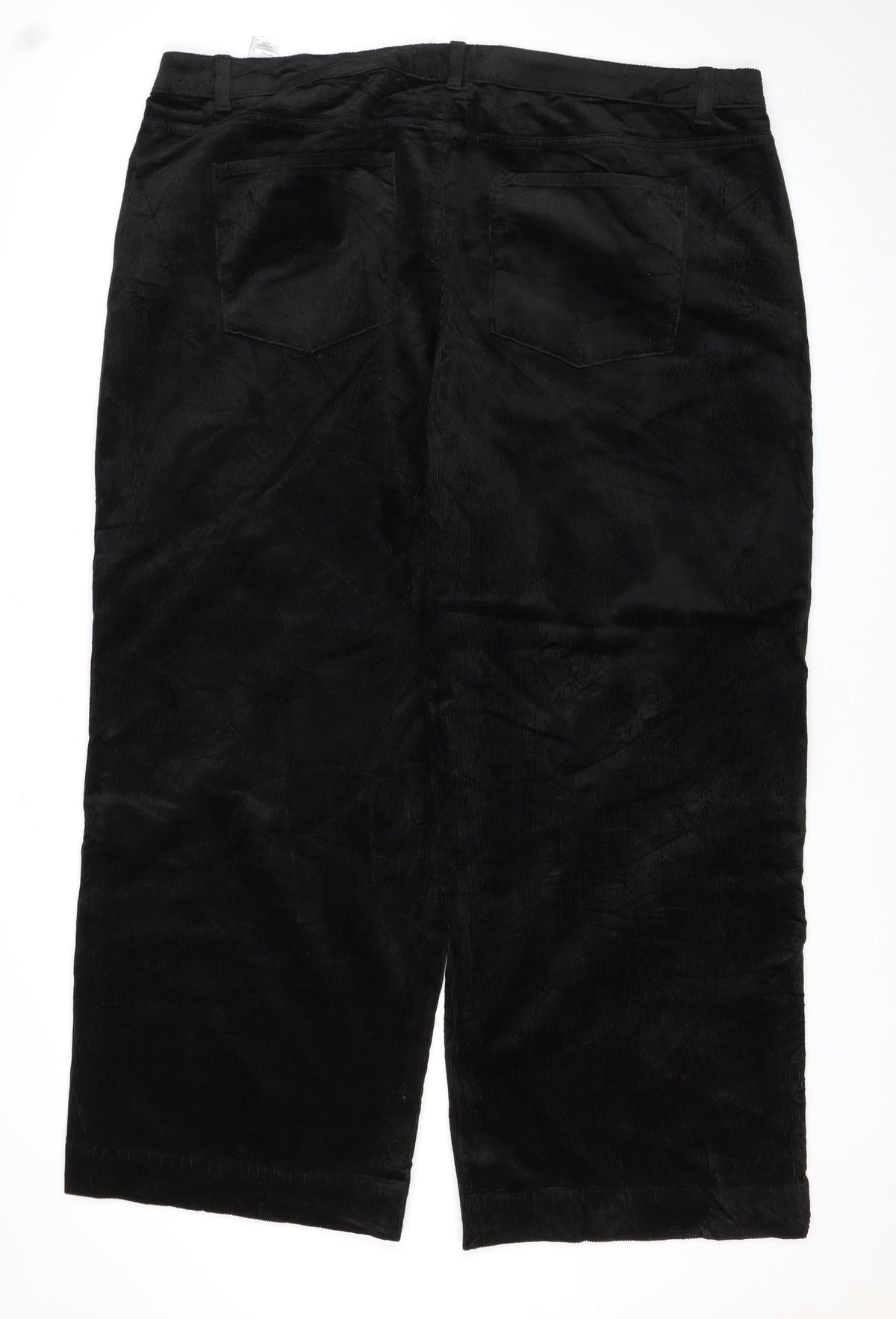 Marks and Spencer Women Black Corduroy Cargo Trousers Size 24 Wide Leg