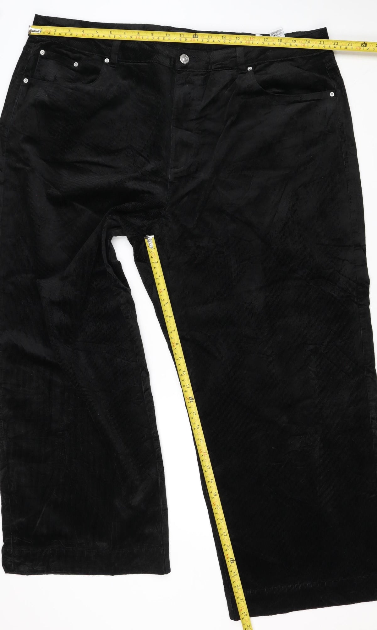 Marks and Spencer Women Black Corduroy Cargo Trousers Size 24 Wide Leg