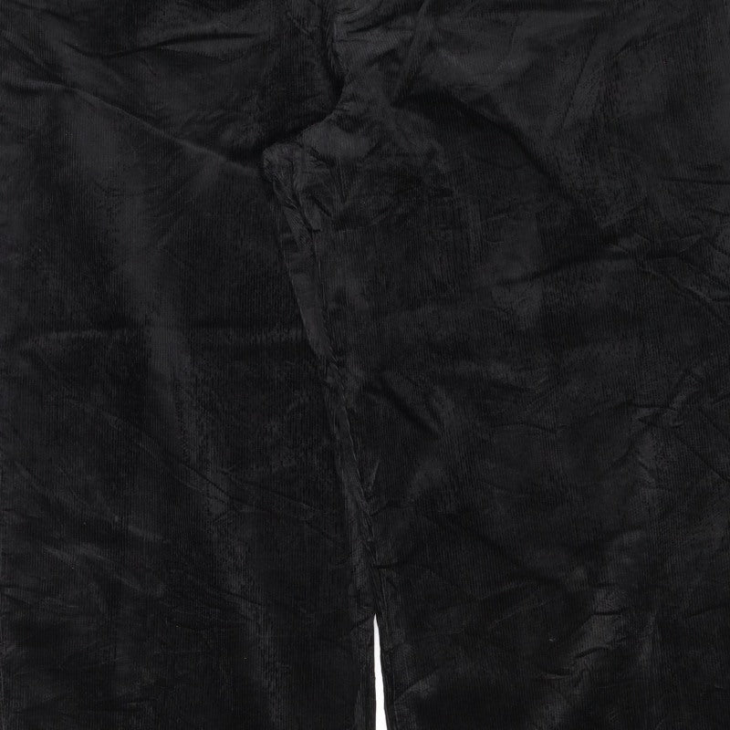 Marks and Spencer Women Black Corduroy Cargo Trousers Size 24 Wide Leg