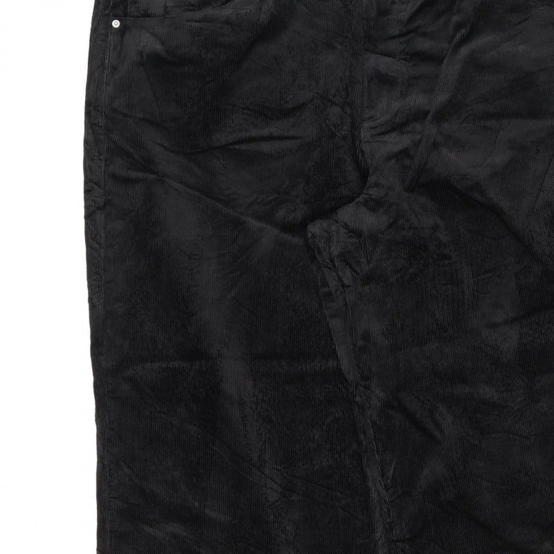 Marks and Spencer Women Black Corduroy Cargo Trousers Size 24 Wide Leg