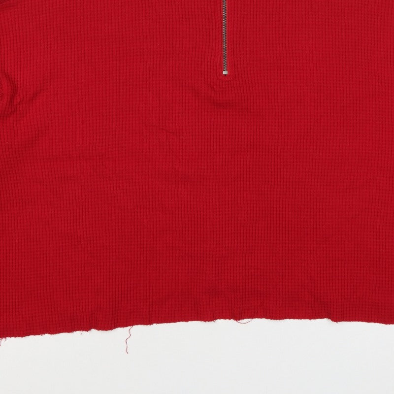 Hollister Women Red L 1/4 Zip High Neck Cotton Sweatshirt