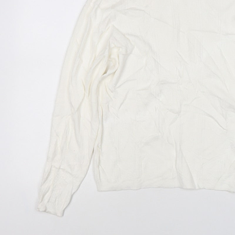 Marks & Spencer Women Ivory Size 20 Roll Neck Rib Knit Jumper