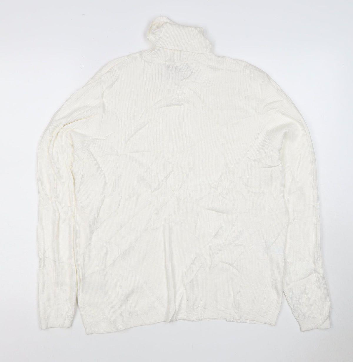 Marks & Spencer Women Ivory Size 20 Roll Neck Rib Knit Jumper