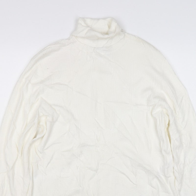 Marks & Spencer Women Ivory Size 20 Roll Neck Rib Knit Jumper