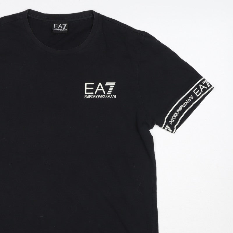 EA7 Emporio Armani Men’s Black S Slim Logo Sleeve T-Shirt