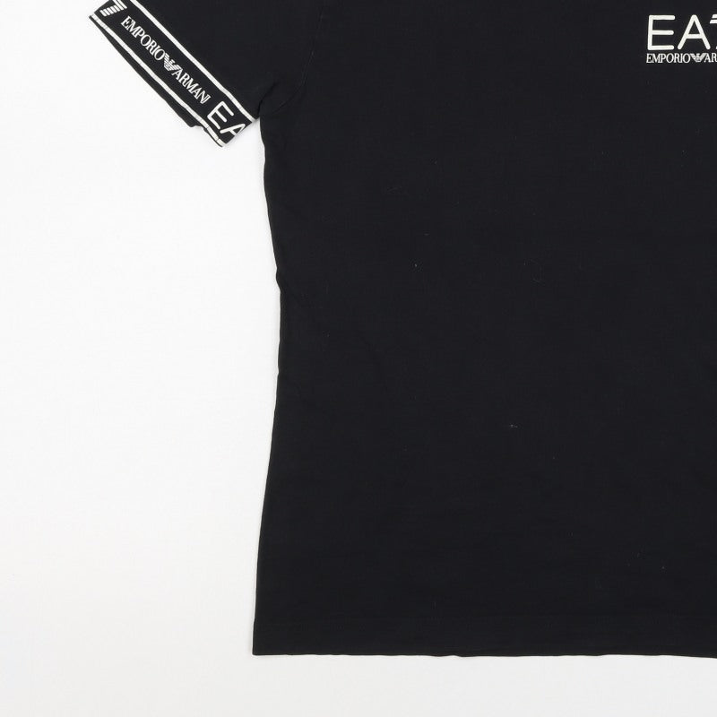 EA7 Emporio Armani Men’s Black S Slim Logo Sleeve T-Shirt
