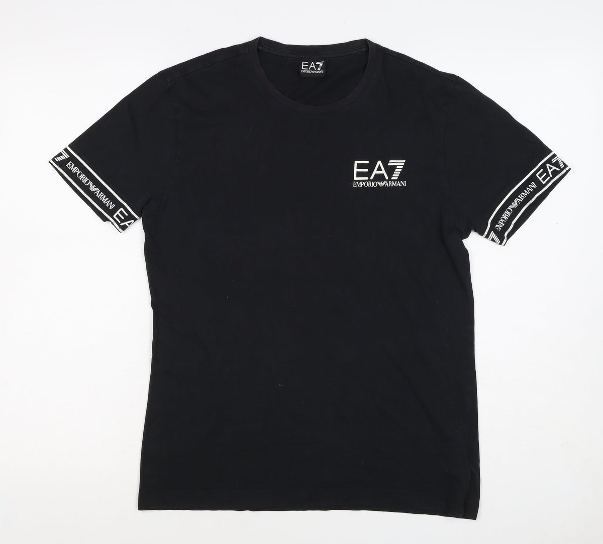 EA7 Emporio Armani Men’s Black S Slim Logo Sleeve T-Shirt
