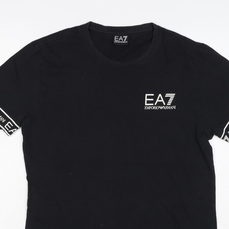 EA7 Emporio Armani Men’s Black S Slim Logo Sleeve T-Shirt