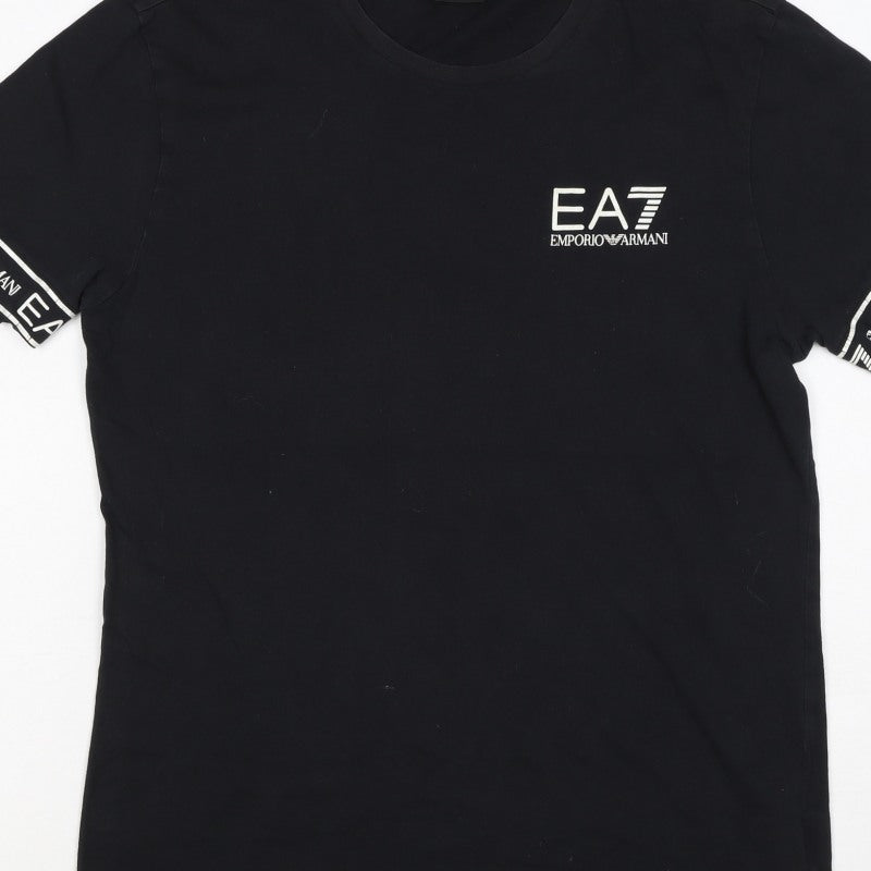 EA7 Emporio Armani Men’s Black S Slim Logo Sleeve T-Shirt